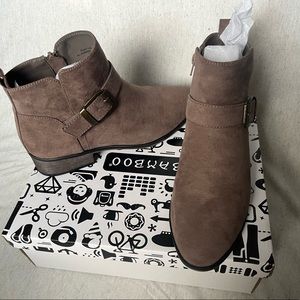 Brown heeled booties
